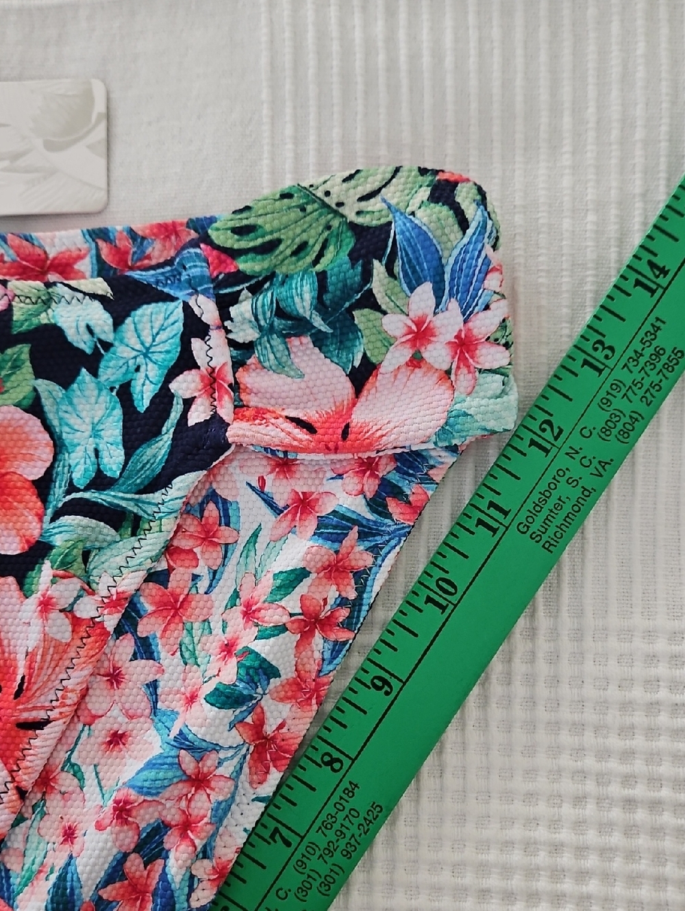Tommy Bahama Reversible Hipster Textured Bikini Bottom: Navy/Floral/Tropical: XL - Picture 13 of 13